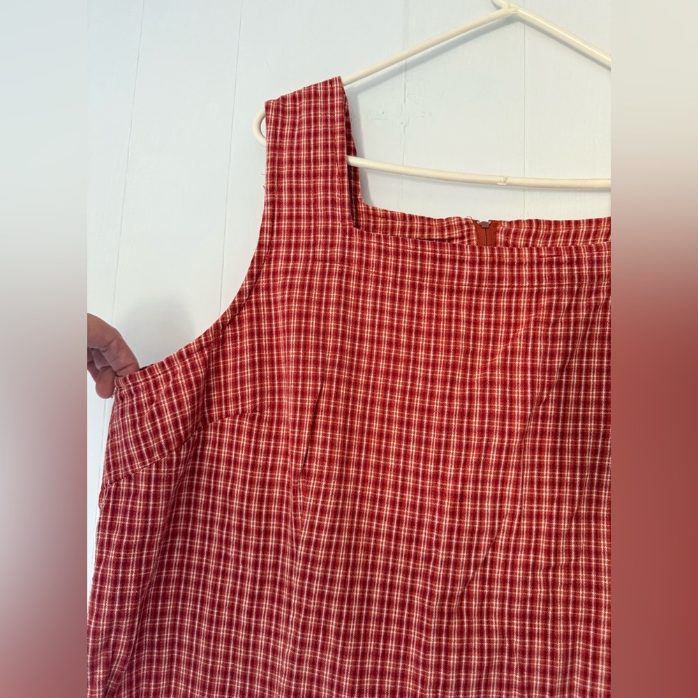 Vintage 90s Y2K Faded Glory Red Gingham Mini Dress - Picture 2 of 5